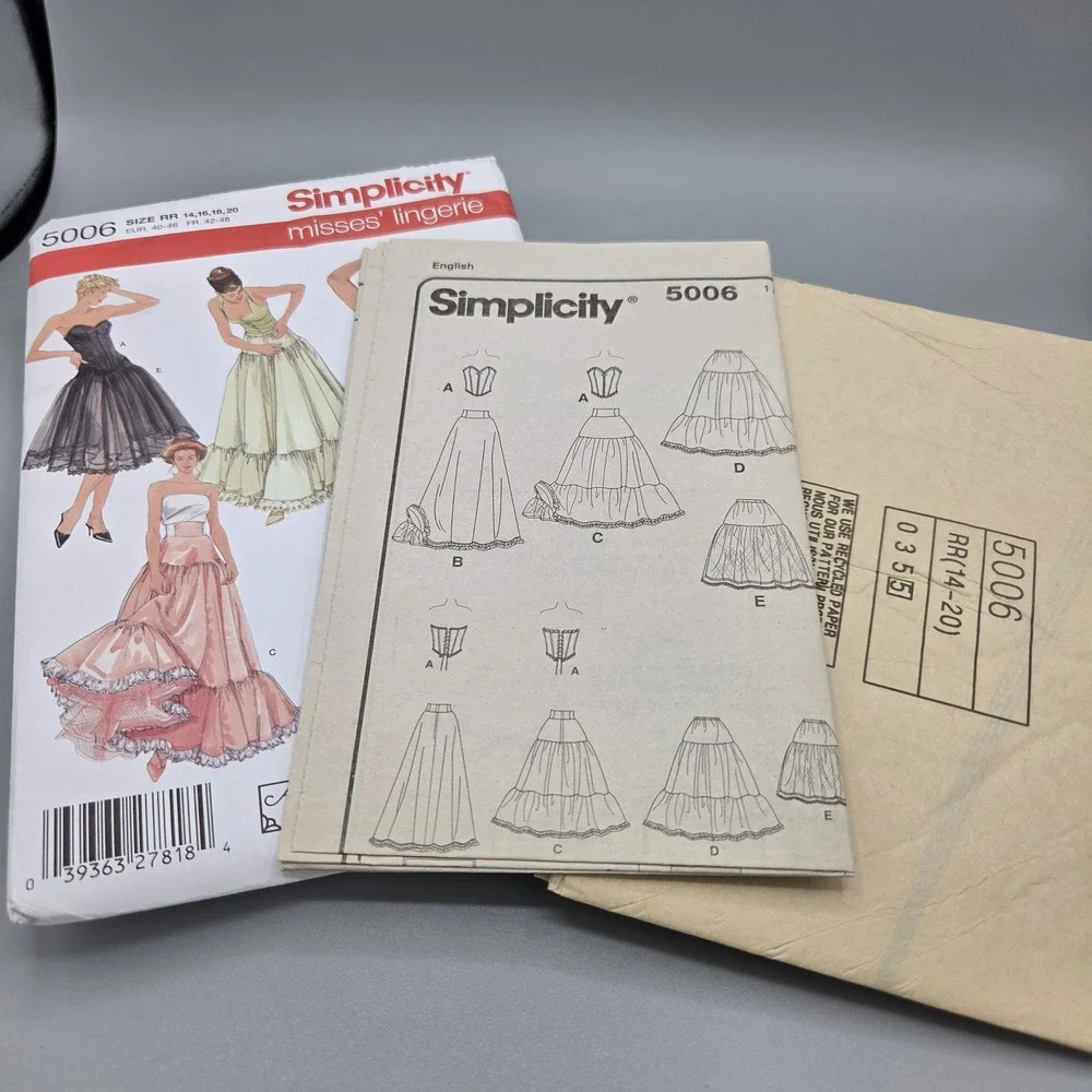 Simplicity 5006 Andrea Schewe Corset Petticoat Sewing Pattern Size 14-20 RR
